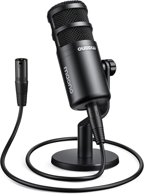 61psvOxYHL._AC_SL1500_-1 MAONO XLR Podcast Microphone, Cardioid Studio Dynamic Mic for Vocal Recording, Streaming, Voice-Over, Voice Isolation Technology, Metal Mic, Works for Audio Interface, Mixer, Sound Card-PD100