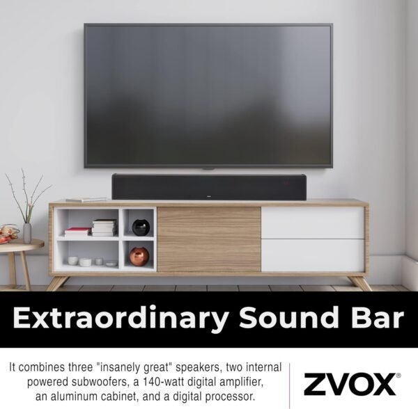 ZVOX SB500 soundbar review powerful built-in subwoofers and AccuVoice clarity