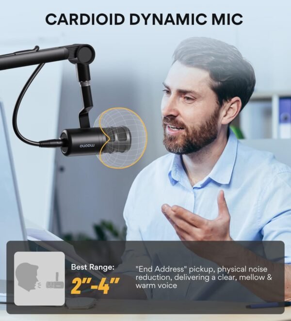71l0yXnp0eL._AC_SL1500_-1 MAONO XLR Podcast Microphone, Cardioid Studio Dynamic Mic for Vocal Recording, Streaming, Voice-Over, Voice Isolation Technology, Metal Mic, Works for Audio Interface, Mixer, Sound Card-PD100