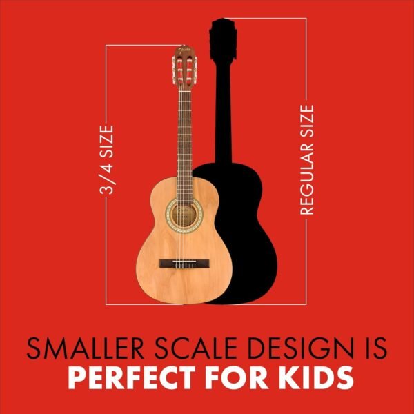 71s8uQlK2KL._AC_SL1500_-1 Fender FA-25N 3/4 Size Nylon String Acoustic Guitar, Beginner Guitar, with 2-Year Warranty, Perfect Beginner Guitar for Kids that is Easy on Fingers, Includes 3 Months of Free Lessons, Natural