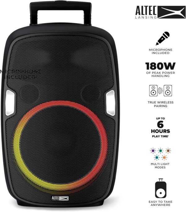 Altec Lansing SoundRover Wireless Trolley Bluetooth Speaker Review with Microphone and LED Party Lights